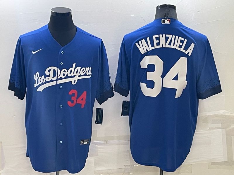 Men Los Angeles Dodgers #34 Valenzuela Blue City Edition Game Nike 2022 MLB Jersey->los angeles dodgers->MLB Jersey